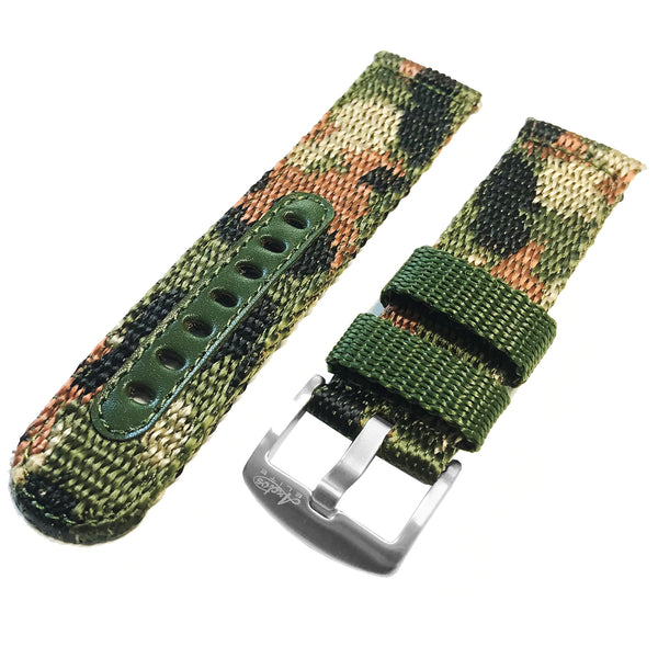 22mm Nylon Camouflage German 'Flecktarn' Watch Strap by Arctos-Elite. Surgical Steel Buckle.