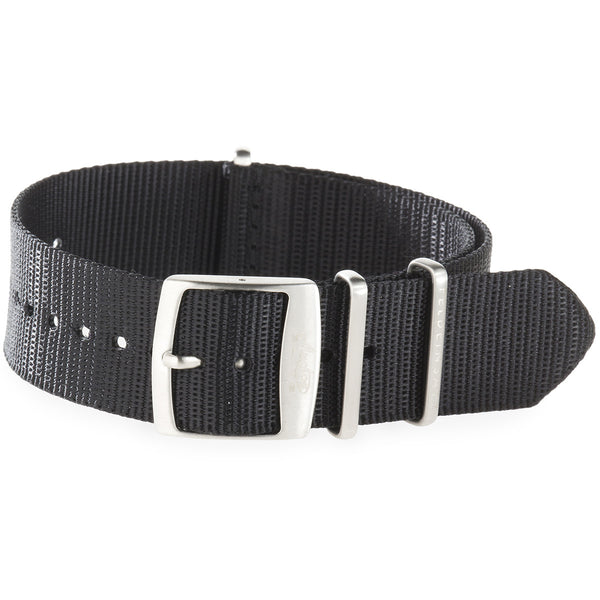 22mm Black Nylon Watch Strap by Arctos-Elite® Germany with Surgical Steel Buckle.