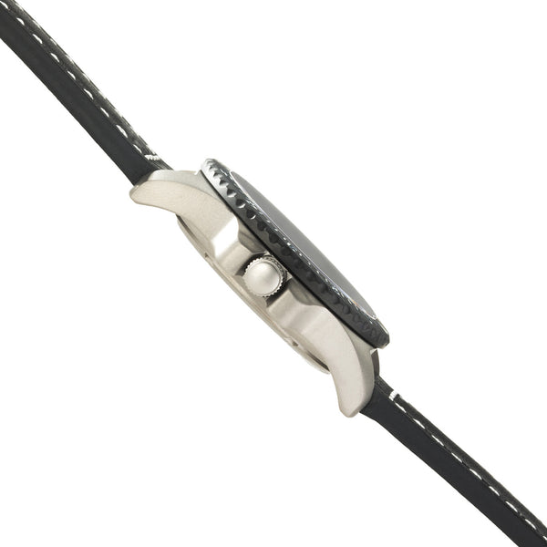 German Military Titanium Automatic Watch. GPW Date. 200M W/R. Sapphire Crystal. Black Leatherstrap